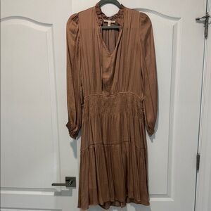 Women's Mauve Pink Long-Sleeve Tiered Midi Dress